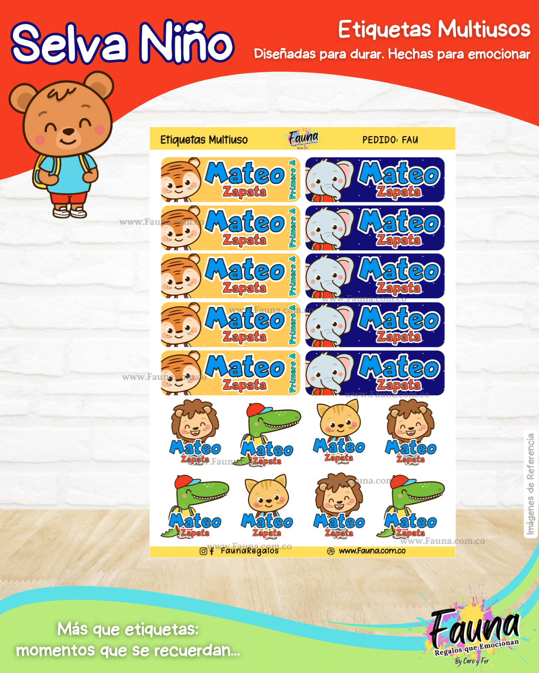 Selva Niño 🦁 - Etiquetas Escolares Premium Personalizadas