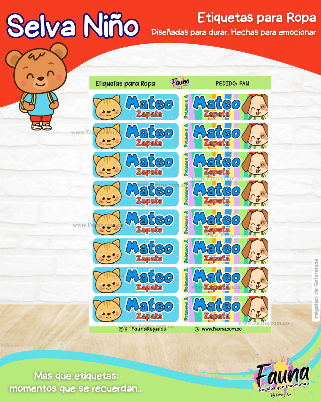 Selva Niño 🦁 - Etiquetas Escolares Premium Personalizadas