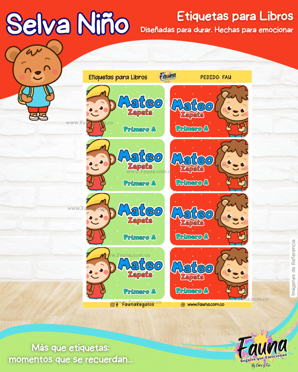 Selva Niño 🦁 - Etiquetas Escolares Premium Personalizadas