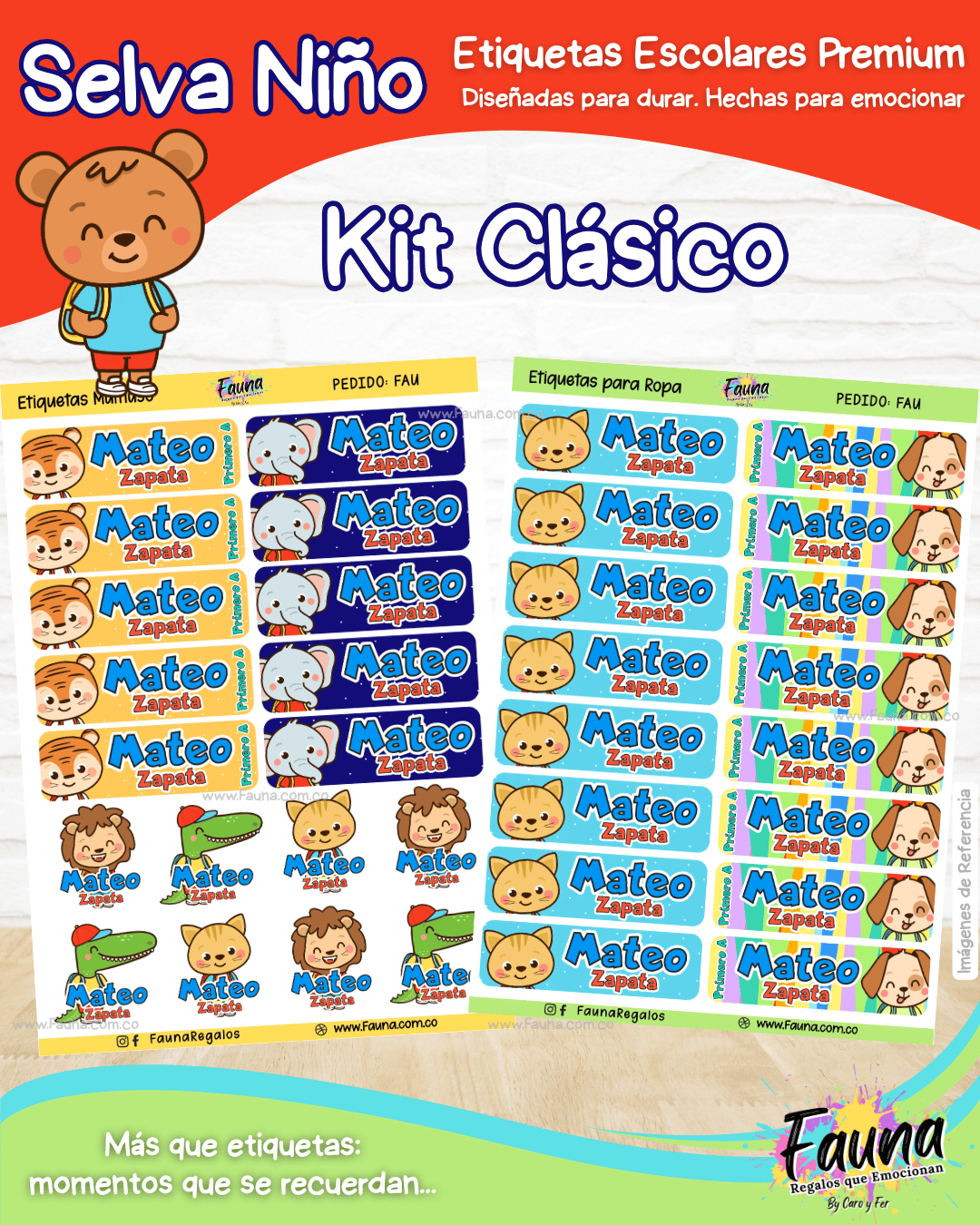 Selva Niño 🦁 - Etiquetas Escolares Premium Personalizadas