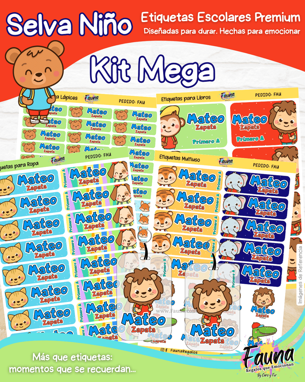 Selva Niño 🦁 - Etiquetas Escolares Premium Personalizadas