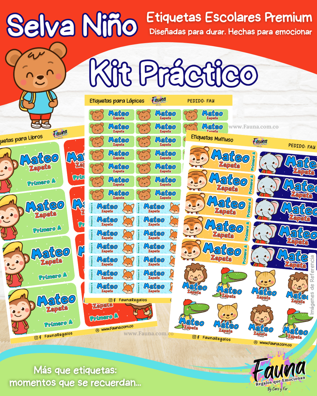 Selva Niño 🦁 - Etiquetas Escolares Premium Personalizadas