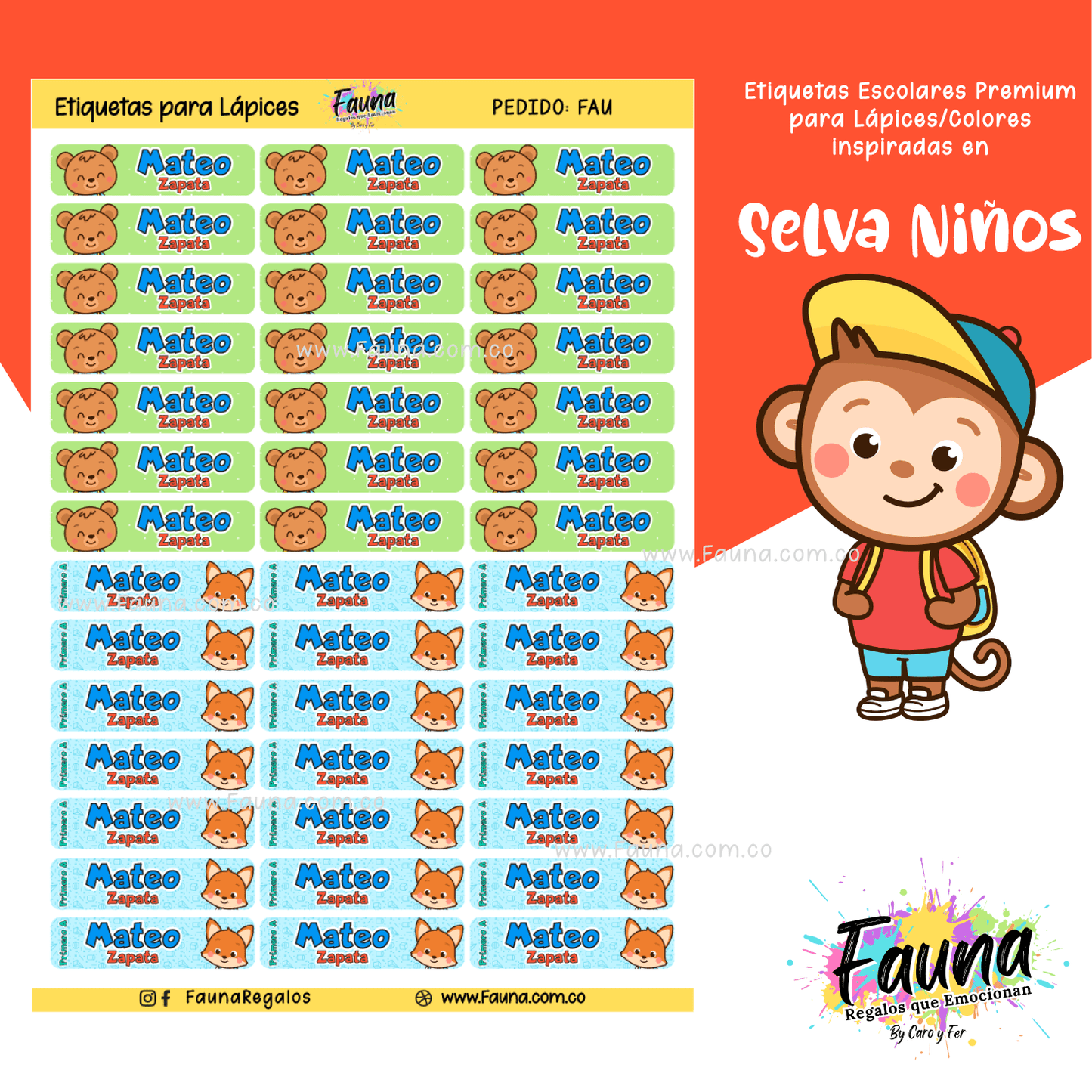 Etiquetas Escolares Premium Personalizadas – Selva Niño 🦁