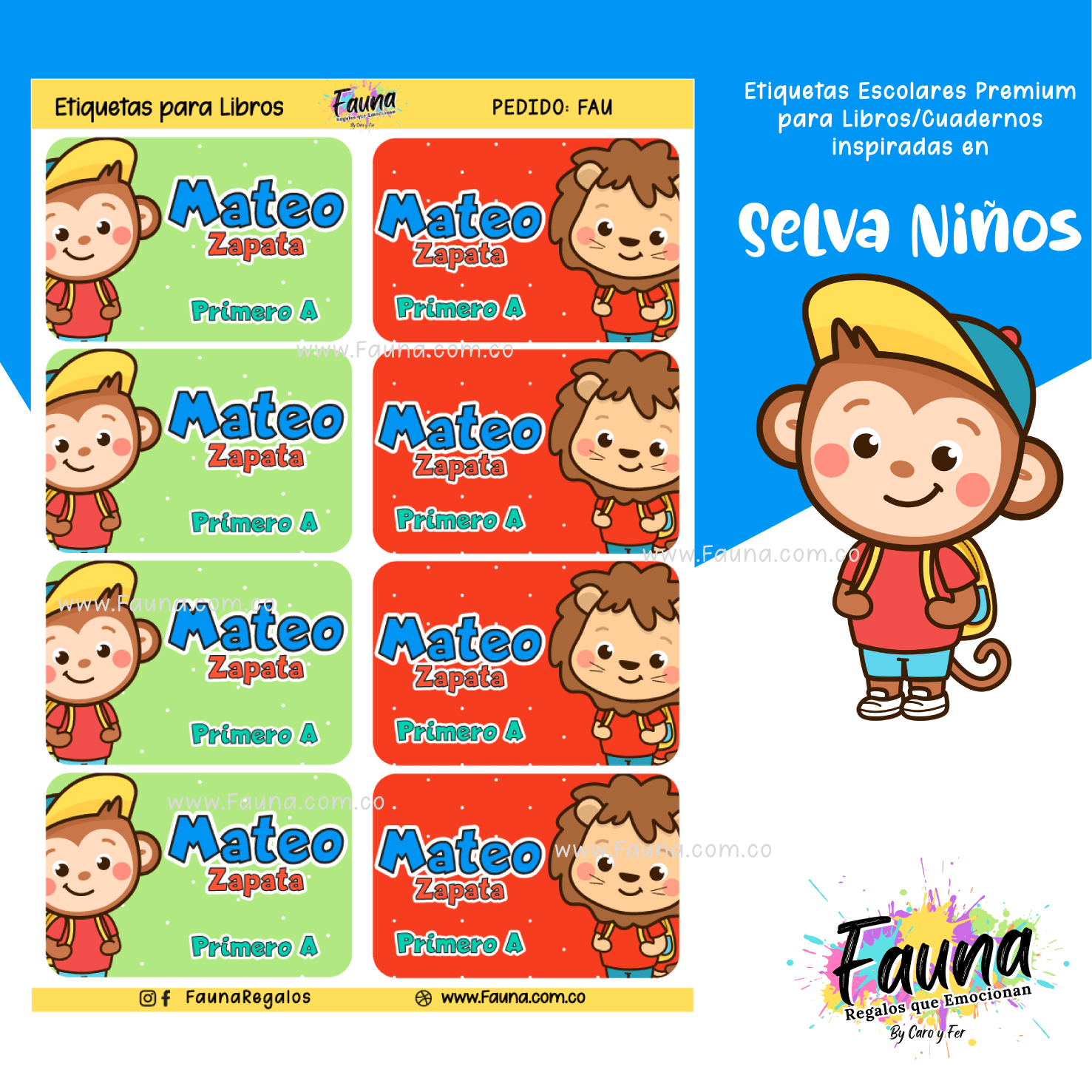 Selva Niño 🦁 - Etiquetas Escolares Premium Personalizadas