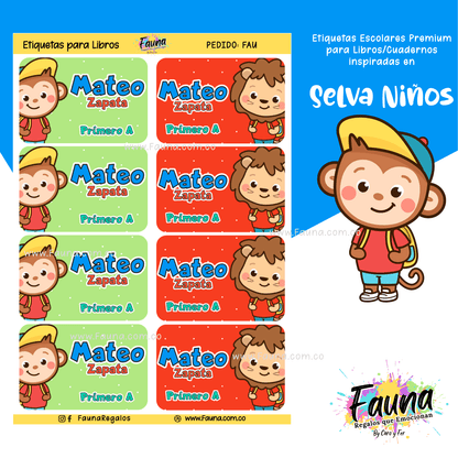 Etiquetas Escolares Premium Personalizadas – Selva Niño 🦁