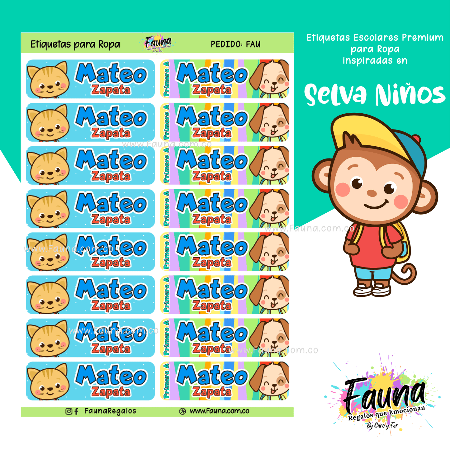 Etiquetas Escolares Premium Personalizadas – Selva Niño 🦁
