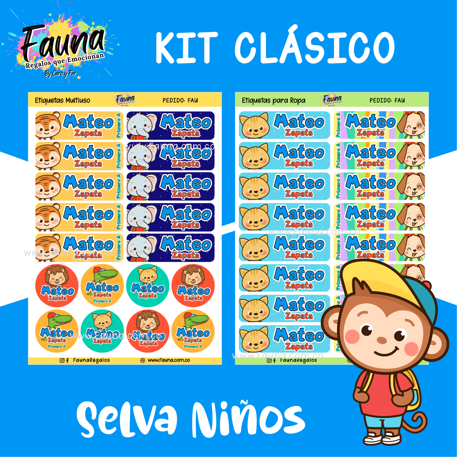 Selva Niño 🦁 - Etiquetas Escolares Premium Personalizadas