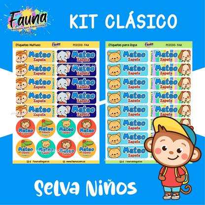 Etiquetas Escolares Premium Personalizadas – Selva Niño 🦁