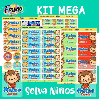 Etiquetas Escolares Premium Personalizadas – Selva Niño 🦁