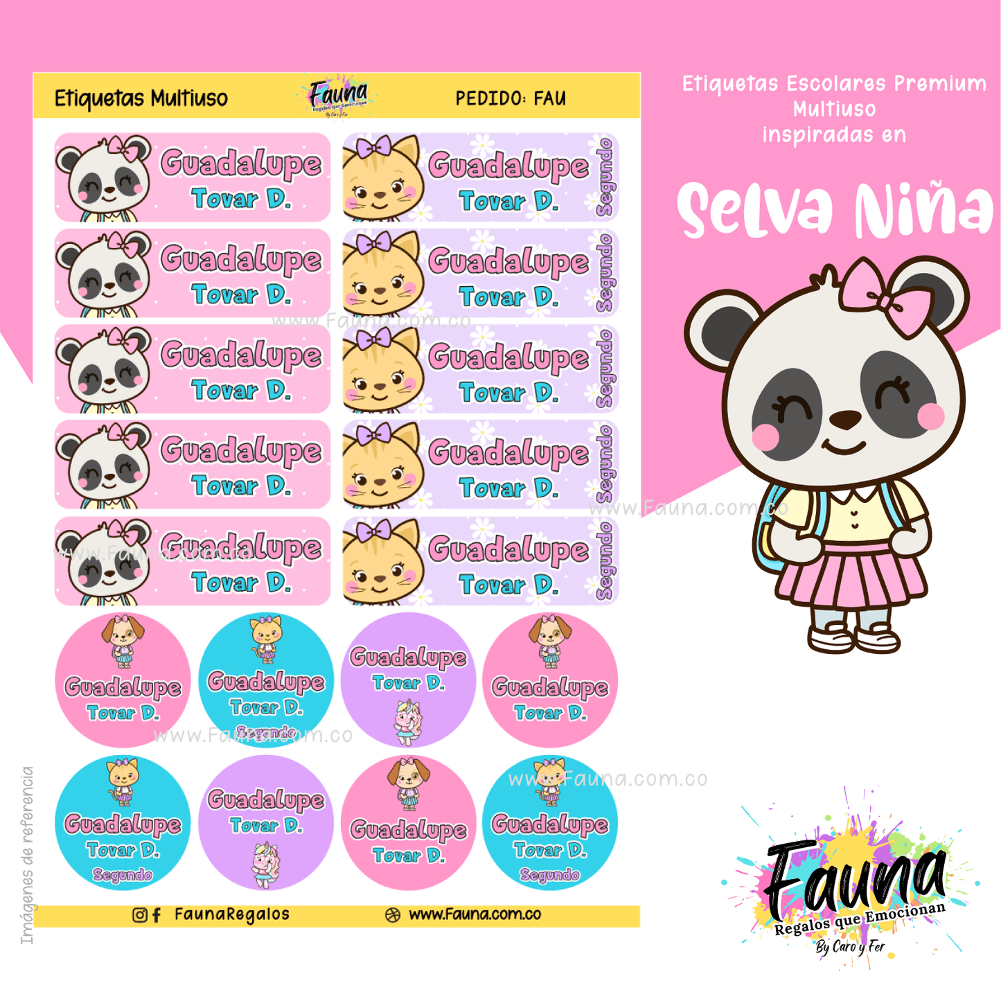 Etiquetas Escolares Premium Personalizadas – Selva Niña 🌴