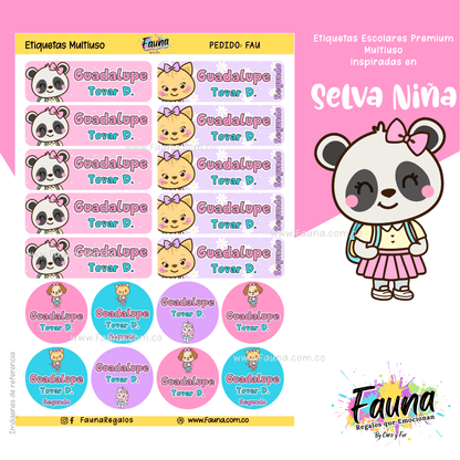 Etiquetas Escolares Premium Personalizadas – Selva Niña 🌴