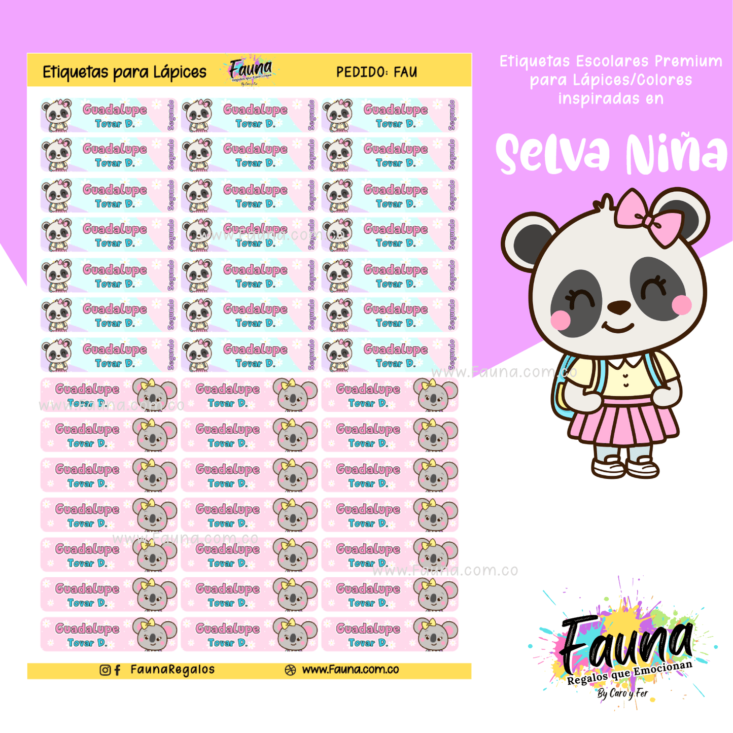 Etiquetas Escolares Premium Personalizadas – Selva Niña 🌴
