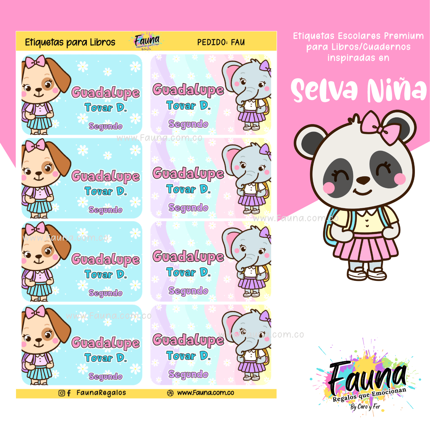 Etiquetas Escolares Premium Personalizadas – Selva Niña 🌴
