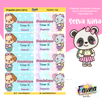 Etiquetas Escolares Premium Personalizadas – Selva Niña 🌴