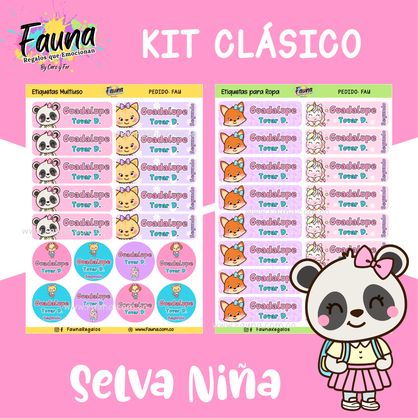 Etiquetas Escolares Premium Personalizadas – Selva Niña 🌴