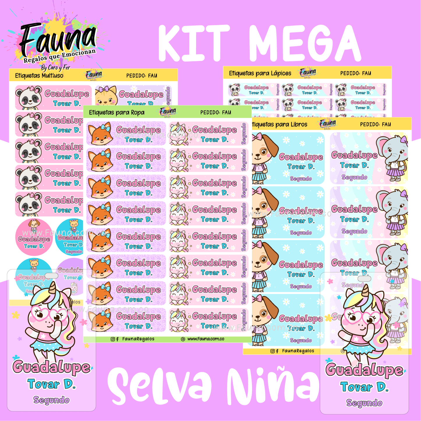 Etiquetas Escolares Premium Personalizadas – Selva Niña 🌴