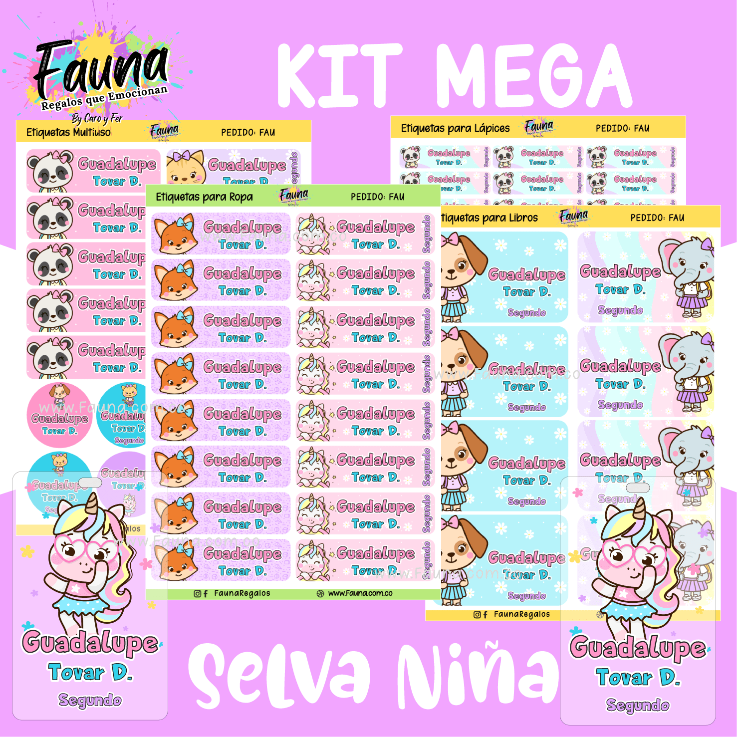 Selva Niña 🌴 - Etiquetas Escolares Premium Personalizadas