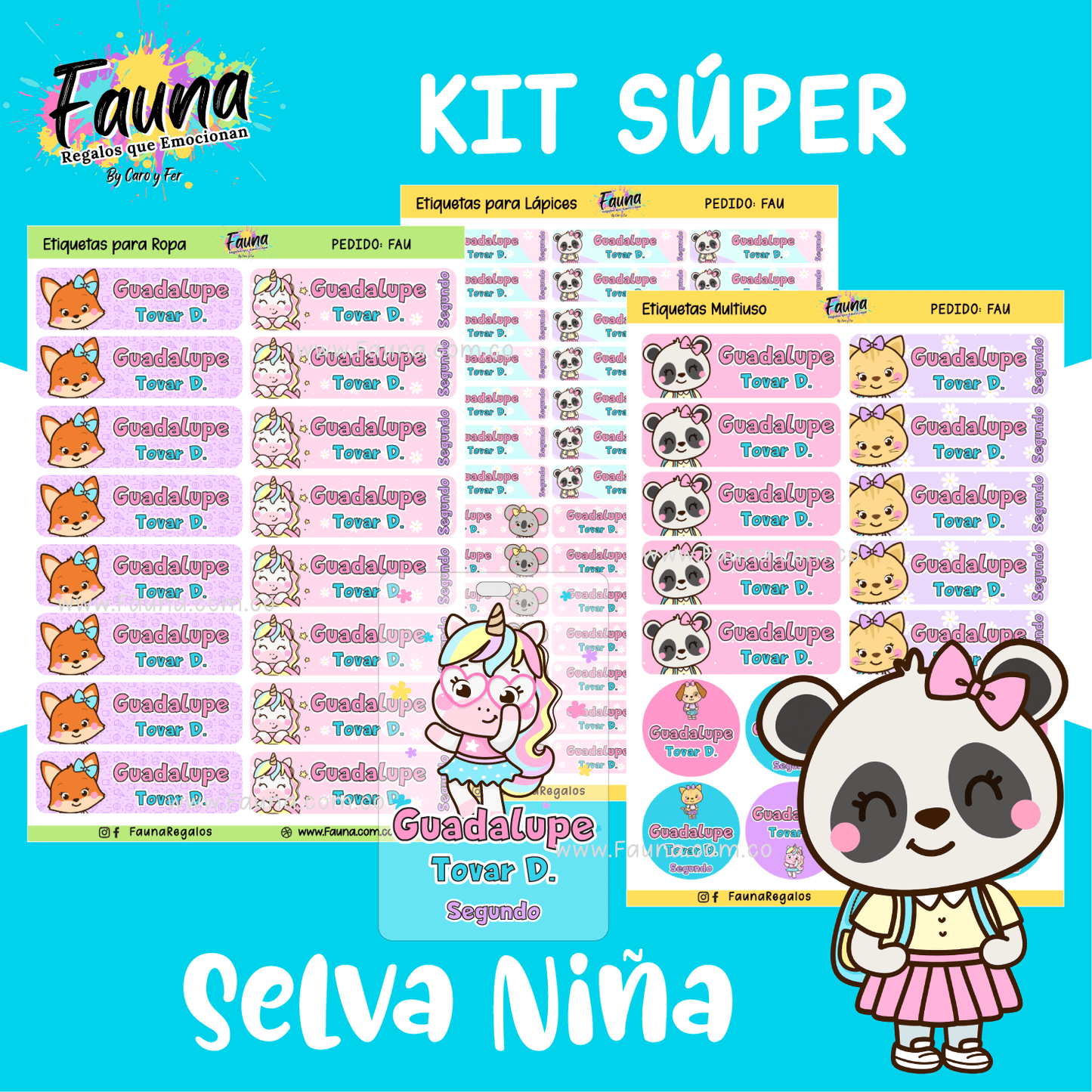 Etiquetas Escolares Premium Personalizadas – Selva Niña 🌴