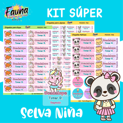 Etiquetas Escolares Premium Personalizadas – Selva Niña 🌴