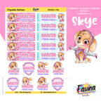 Patrulla Canina - Skye 💗 - Etiquetas Escolares Premium Personalizadas