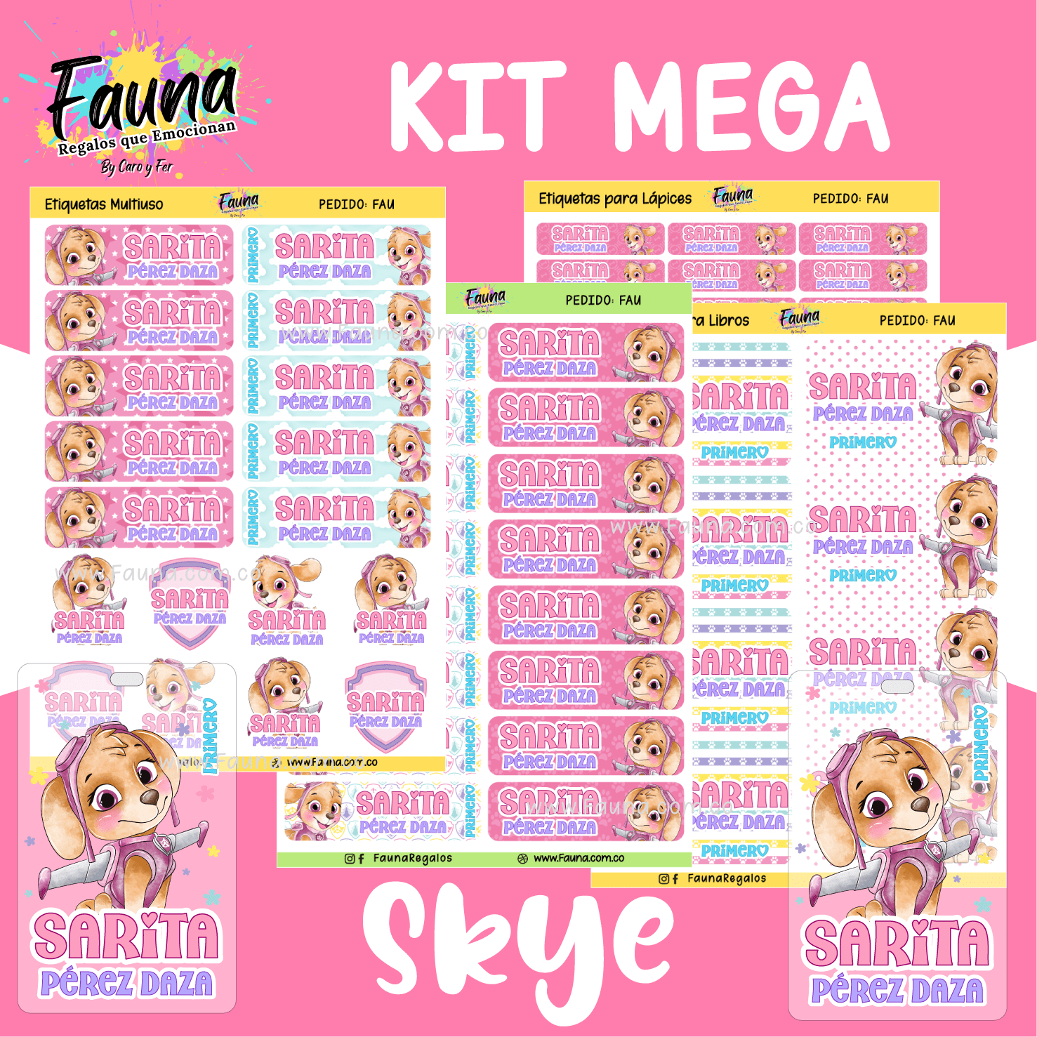 Patrulla Canina - Skye 💗 - Etiquetas Escolares Premium Personalizadas