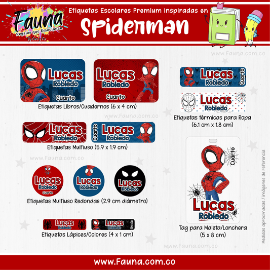 Etiquetas Escolares Premium Personalizadas – Spiderman 🕷️🕸️