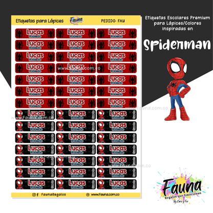 Etiquetas Escolares Premium Personalizadas – Spiderman 🕷️🕸️