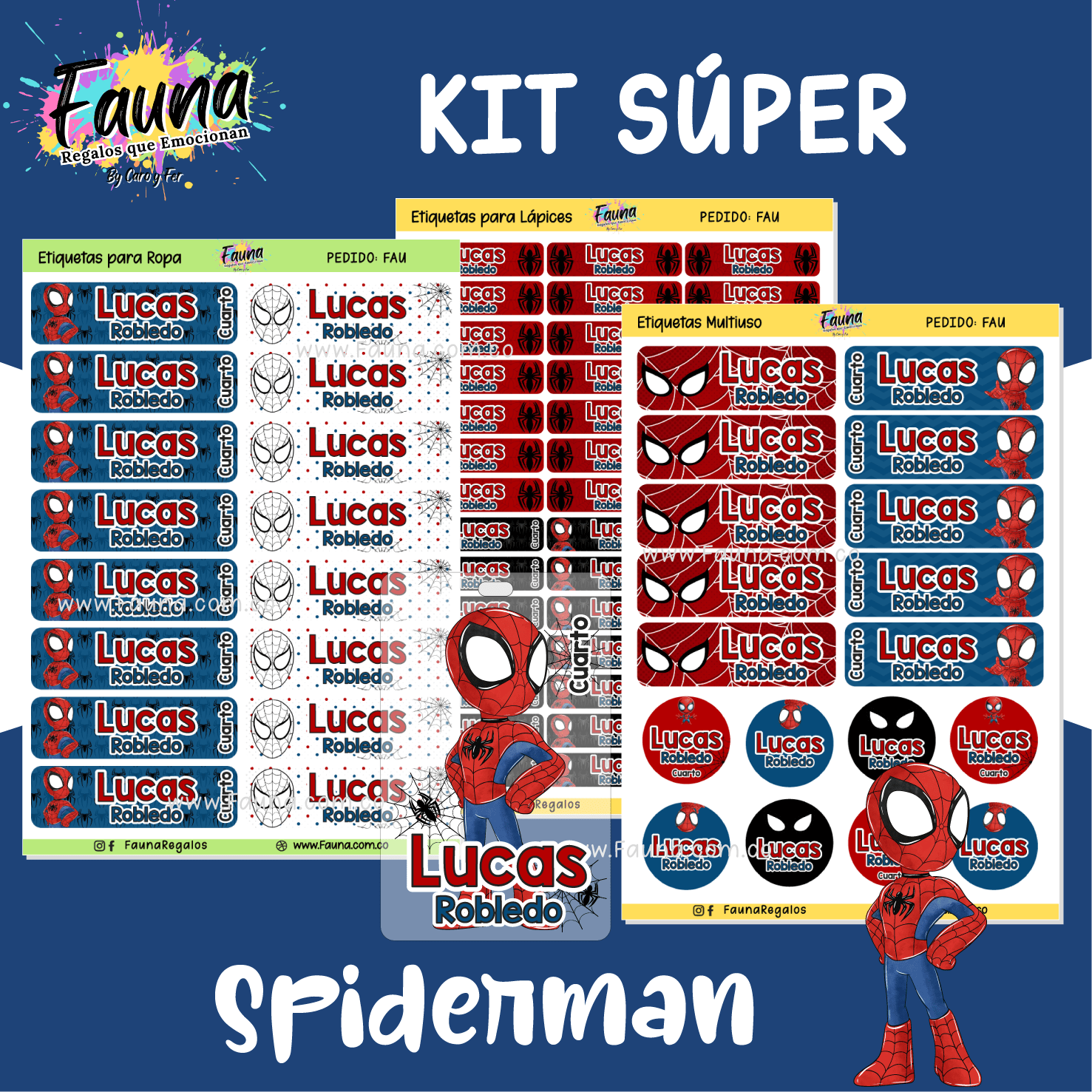 Spiderman 🕷️ - Etiquetas Escolares Premium Personalizadas