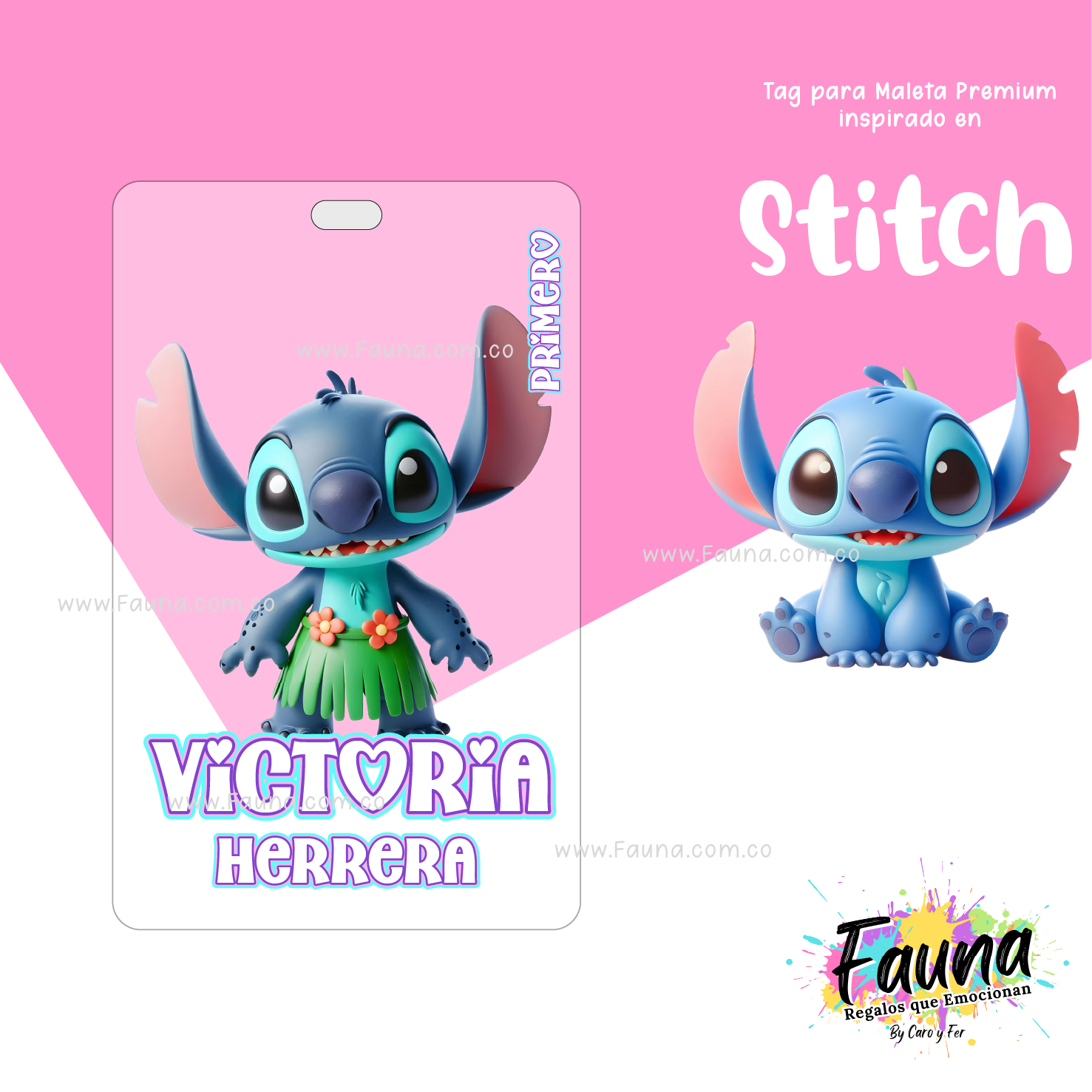 Stitch Rosa 🏝️ - Etiquetas Escolares Premium Personalizadas