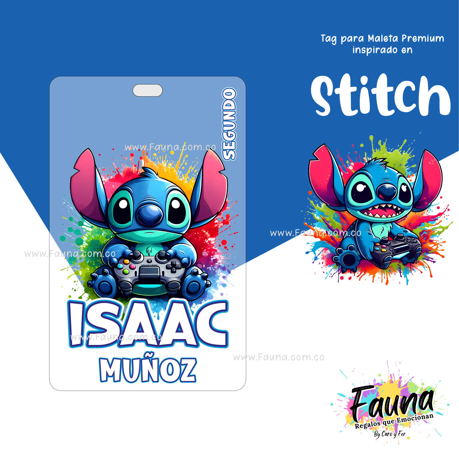 Stitch Azul 💙 - Etiquetas Escolares Premium Personalizadas