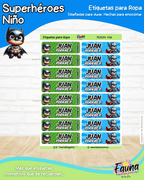 Superhéroes Niño 🦸‍♂️ - Etiquetas Escolares Premium Personalizadas