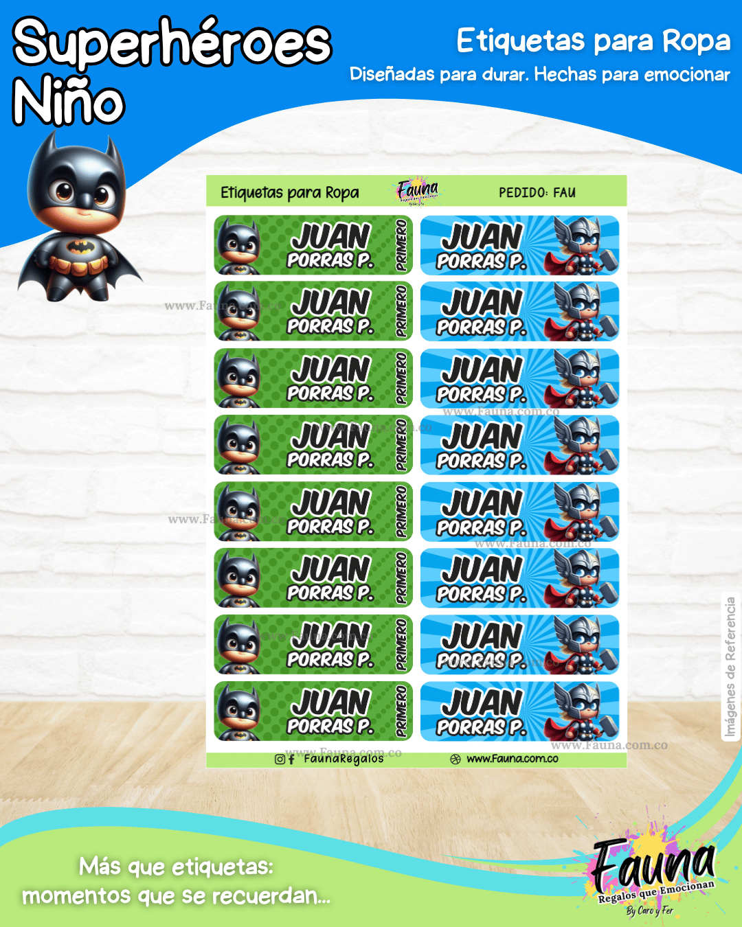 Superhéroes Niño 🦸‍♂️ - Etiquetas Escolares Premium Personalizadas