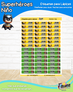 Superhéroes Niño 🦸‍♂️ - Etiquetas Escolares Premium Personalizadas