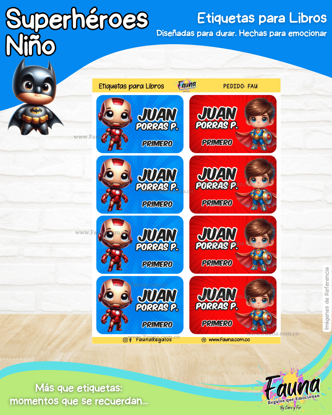 Superhéroes Niño 🦸‍♂️ - Etiquetas Escolares Premium Personalizadas