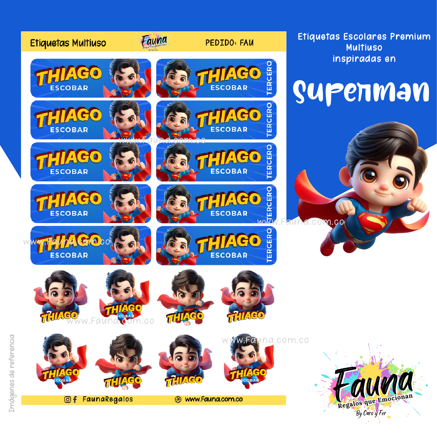 Superman 🛡️ - Etiquetas Escolares Premium Personalizadas