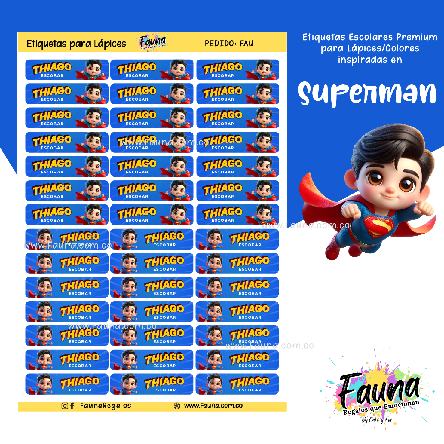 Superman 🛡️ - Etiquetas Escolares Premium Personalizadas