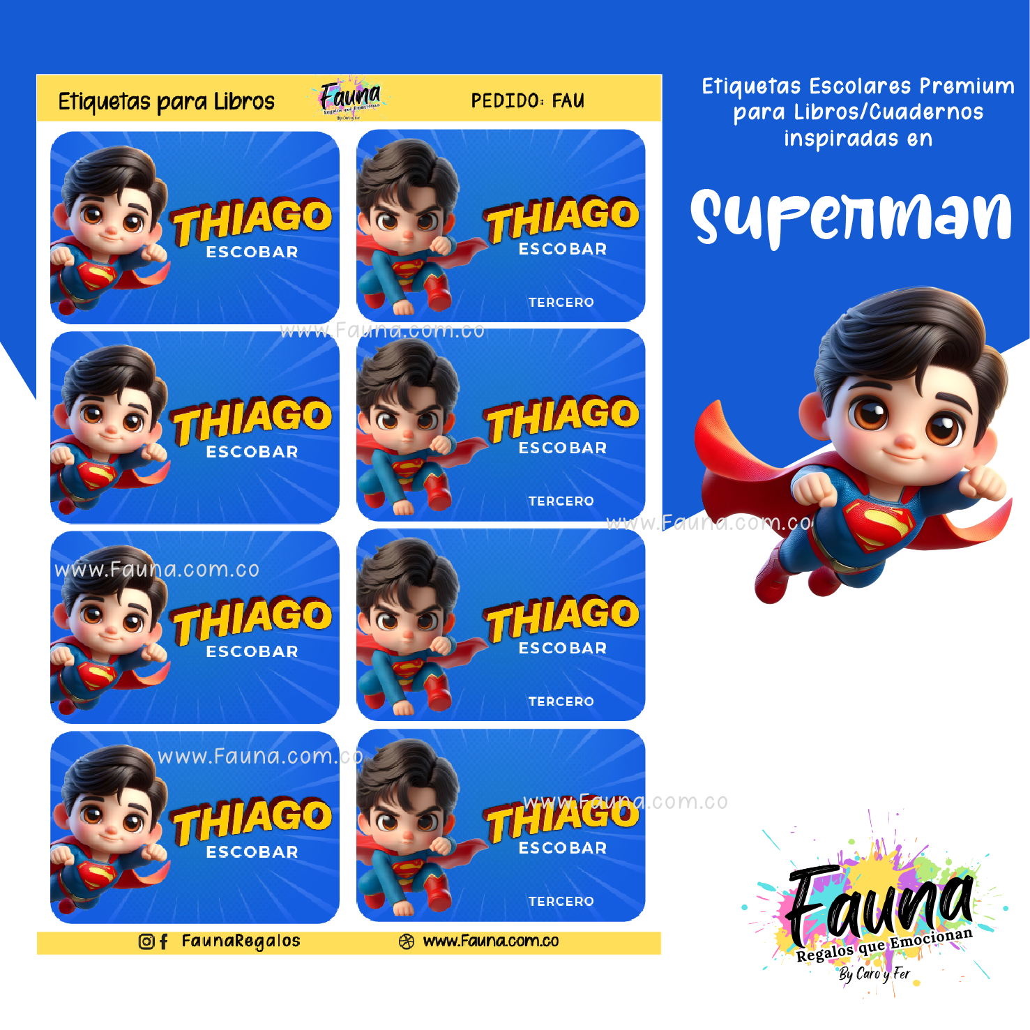 Superman 🛡️ - Etiquetas Escolares Premium Personalizadas