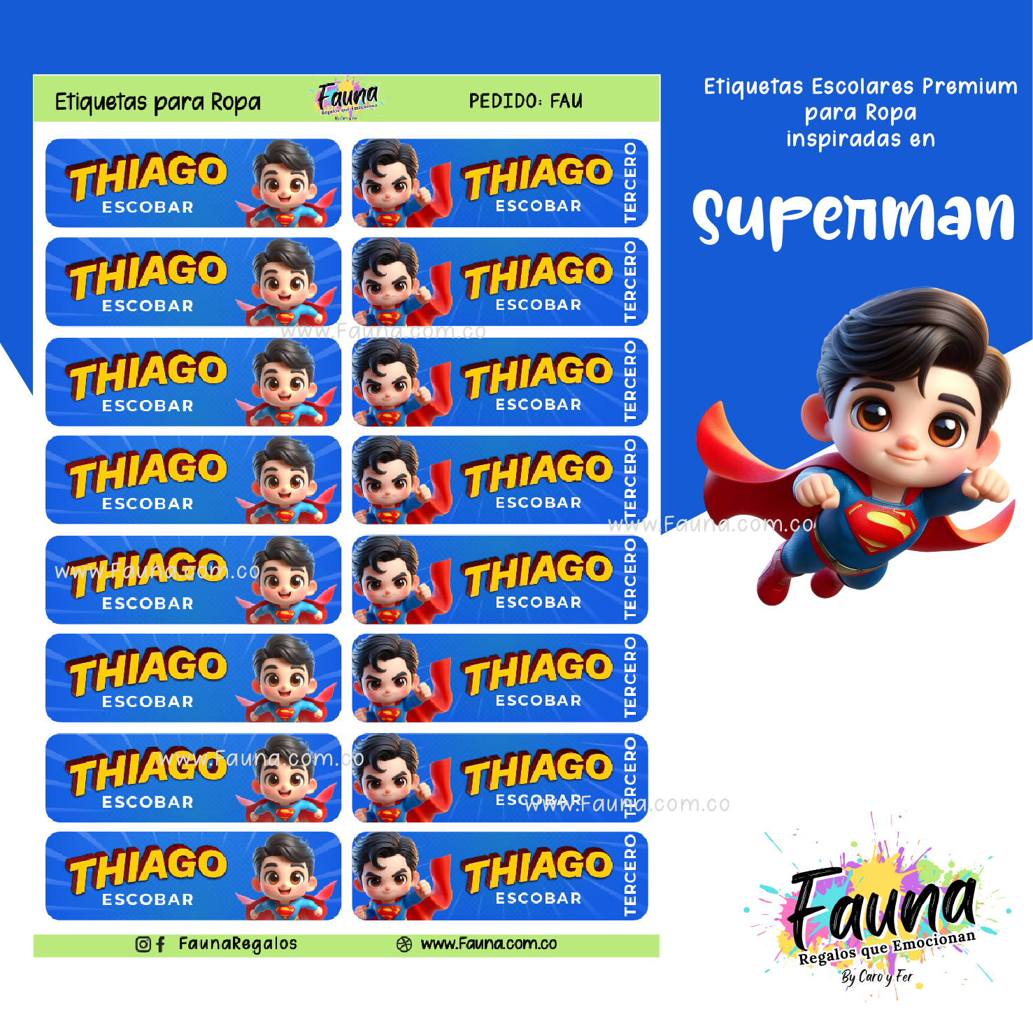 Superman 🛡️ - Etiquetas Escolares Premium Personalizadas