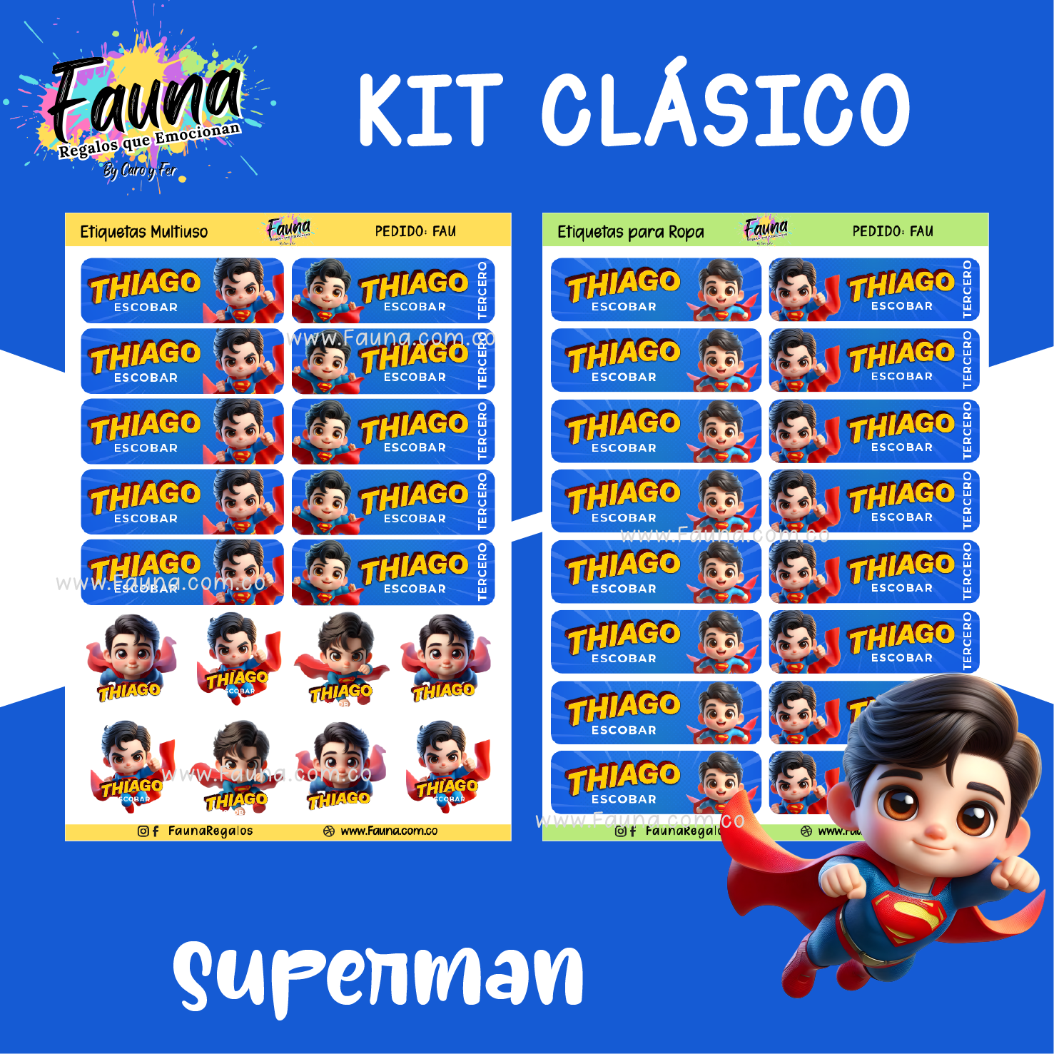 Superman 🛡️ - Etiquetas Escolares Premium Personalizadas