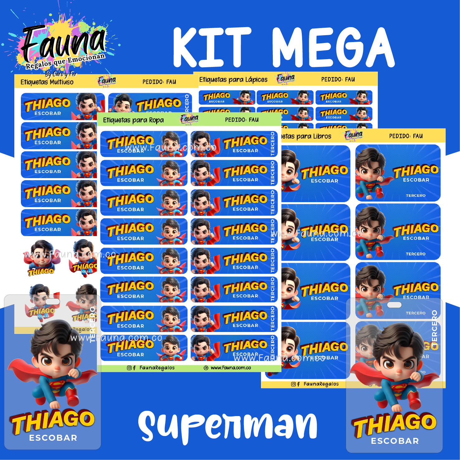 Superman 🛡️ - Etiquetas Escolares Premium Personalizadas