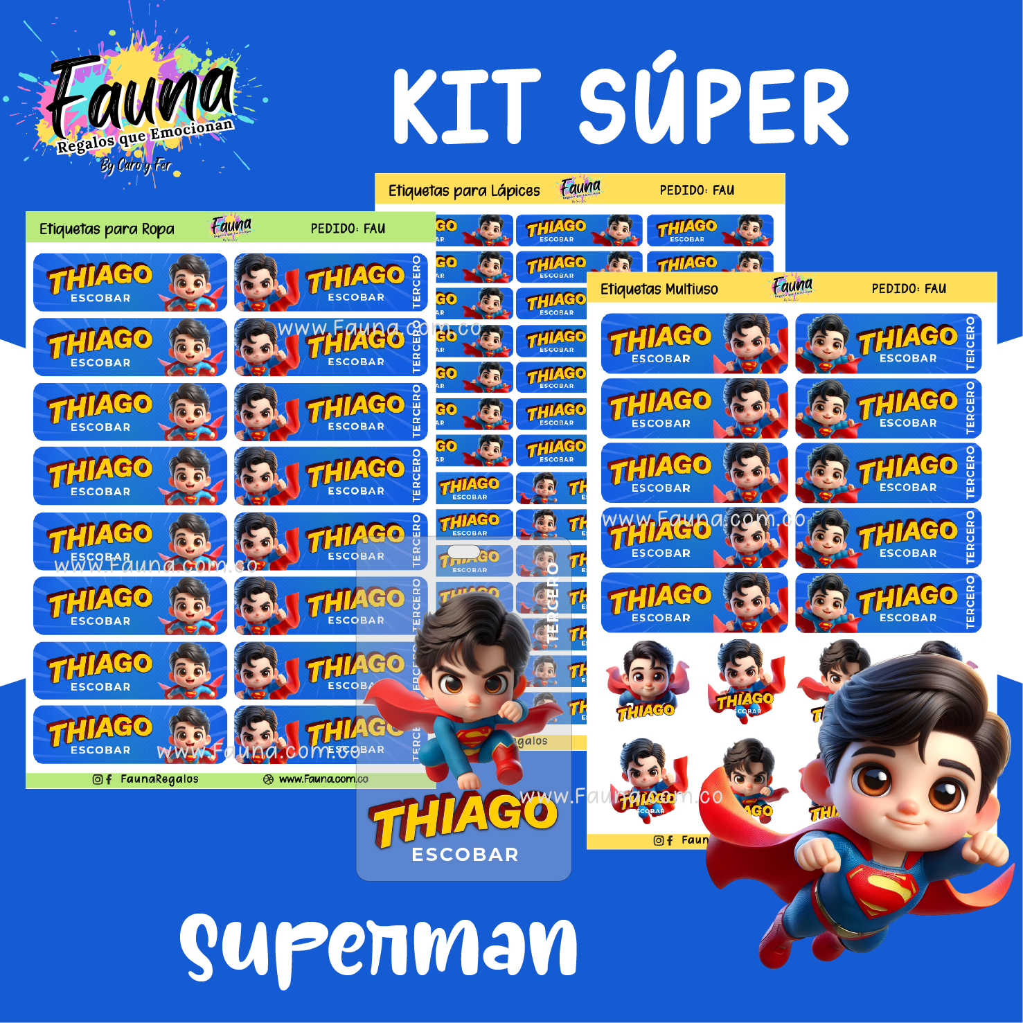 Superman 🛡️ - Etiquetas Escolares Premium Personalizadas