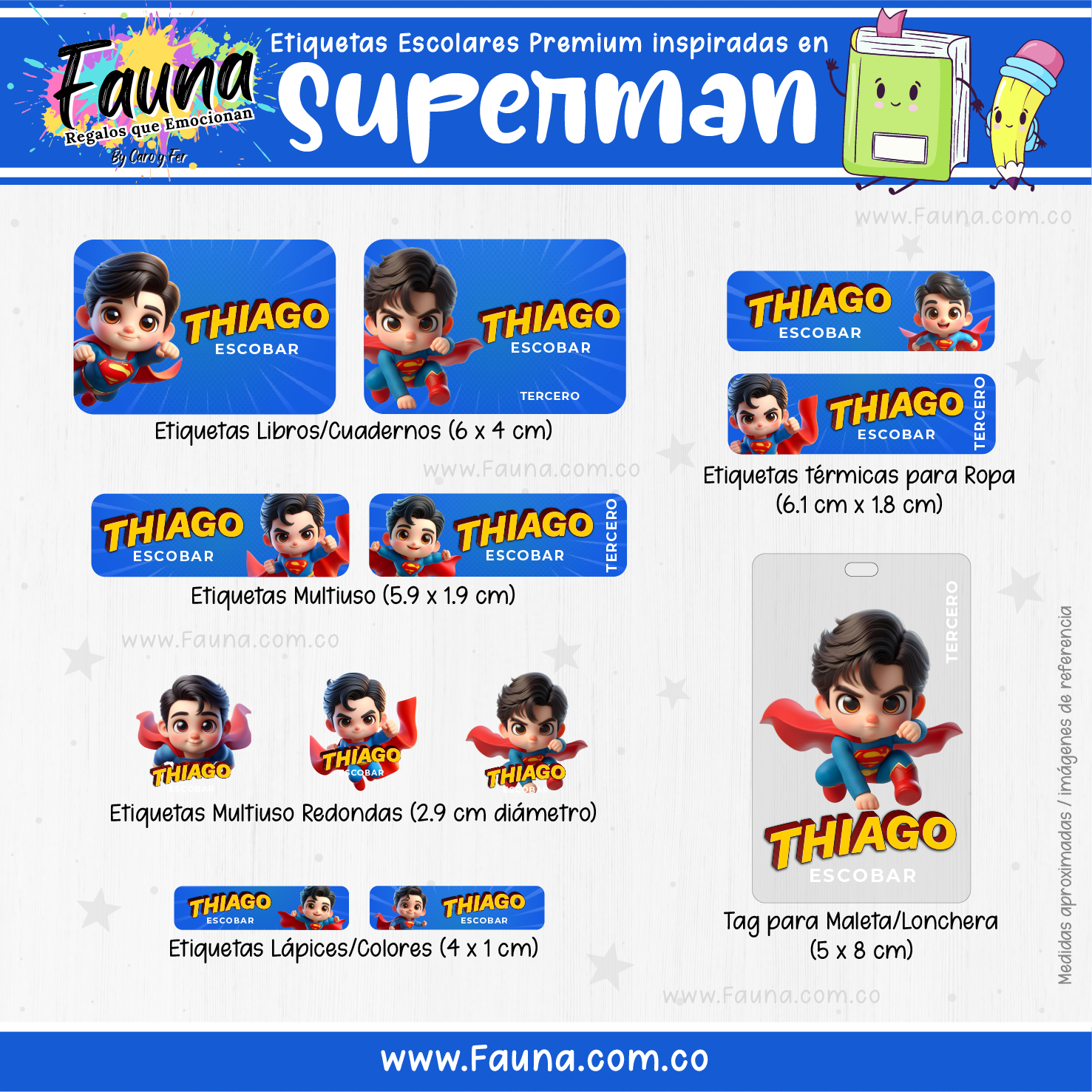 Superman 🛡️ - Etiquetas Escolares Premium Personalizadas