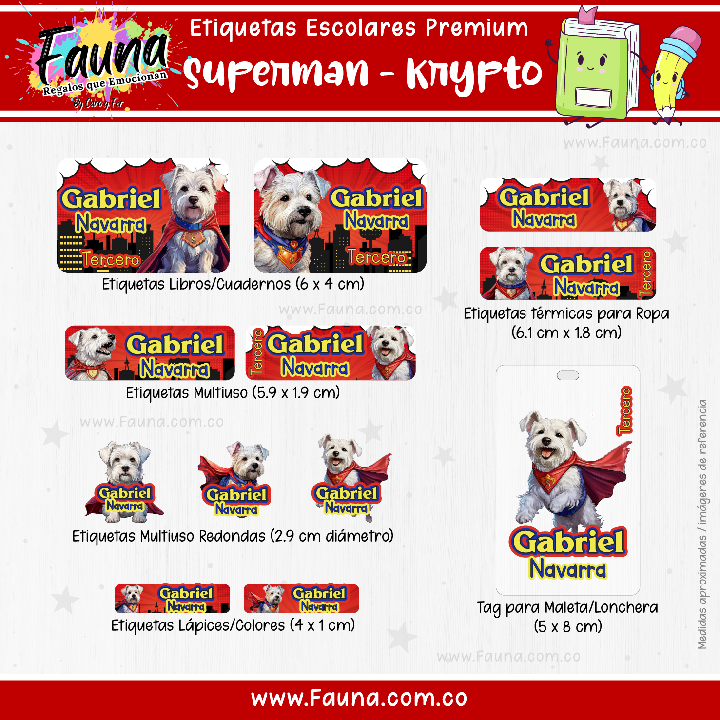 Superman - Krypto 🐶 - Etiquetas Escolares Premium Personalizadas