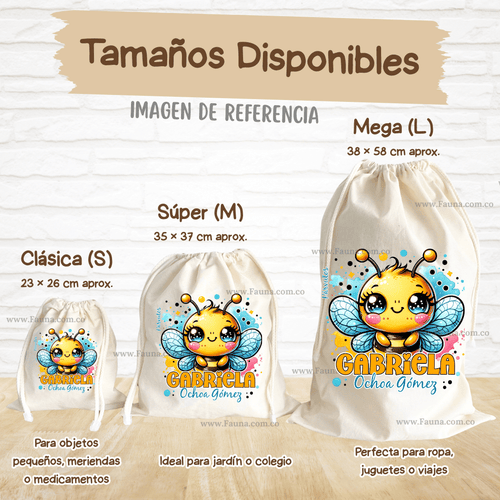 Abejita - Tula personalizada para niña – multiusos con nombre