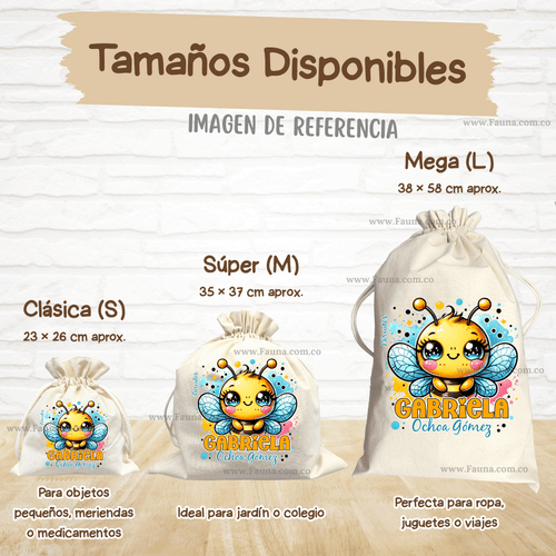 Abejita - Tula personalizada para niña – multiusos con nombre