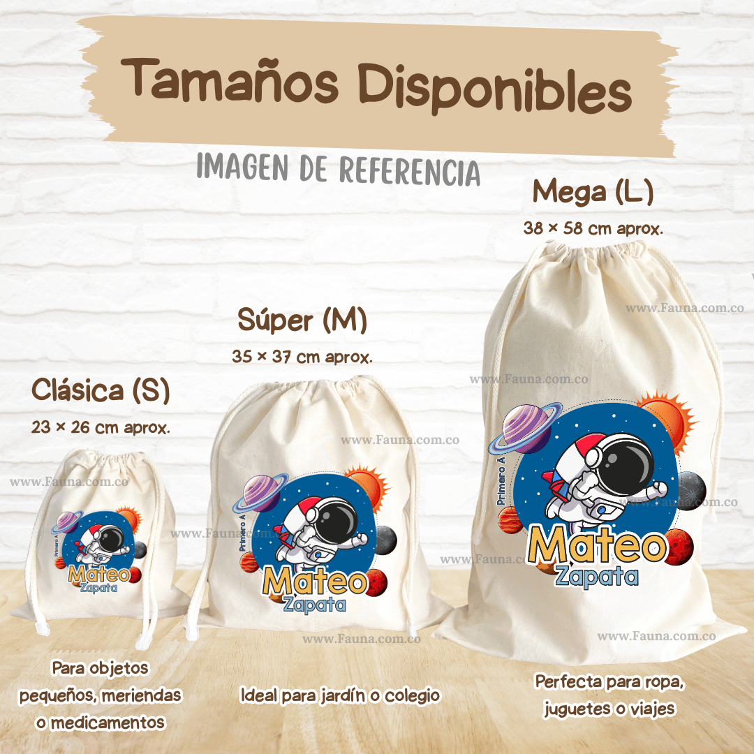 Astronauta - Tula personalizada para niños – multiusos con nombre