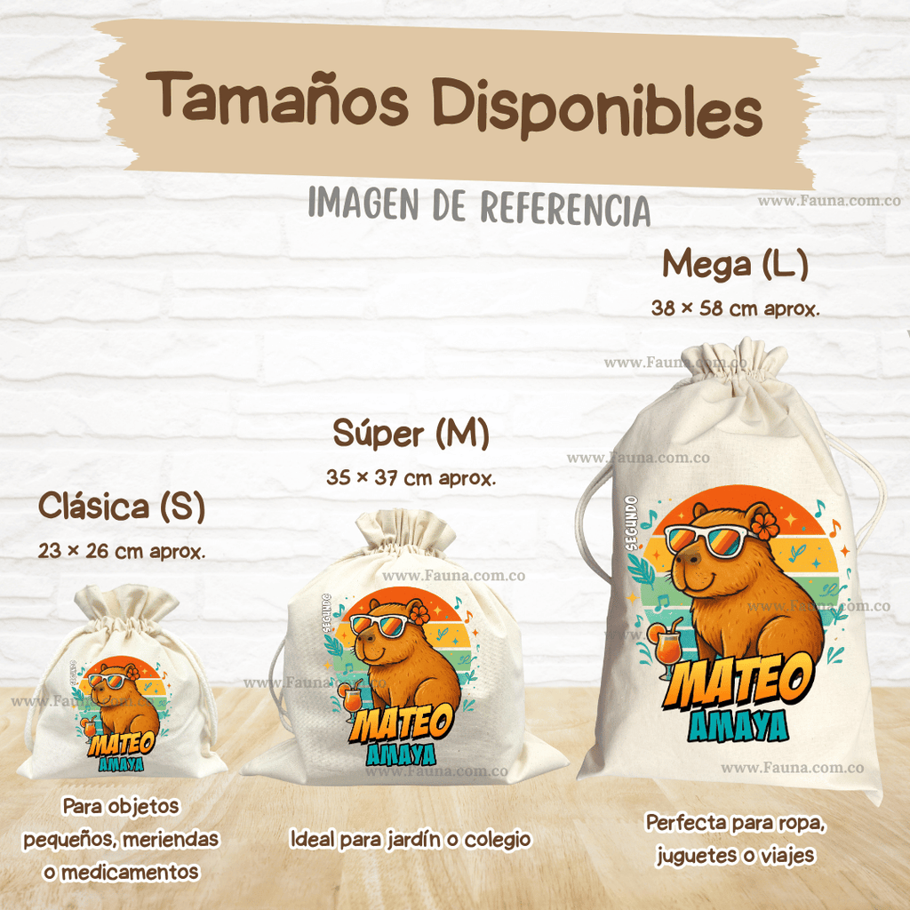 Capibara - Tula personalizada para niños – multiusos con nombre