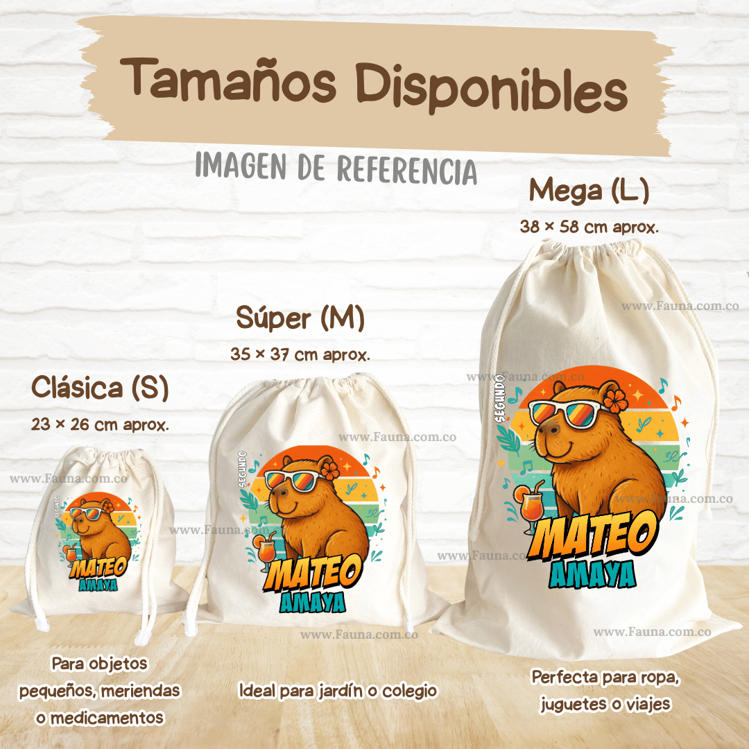 Capibara - Tula personalizada para niños – multiusos con nombre