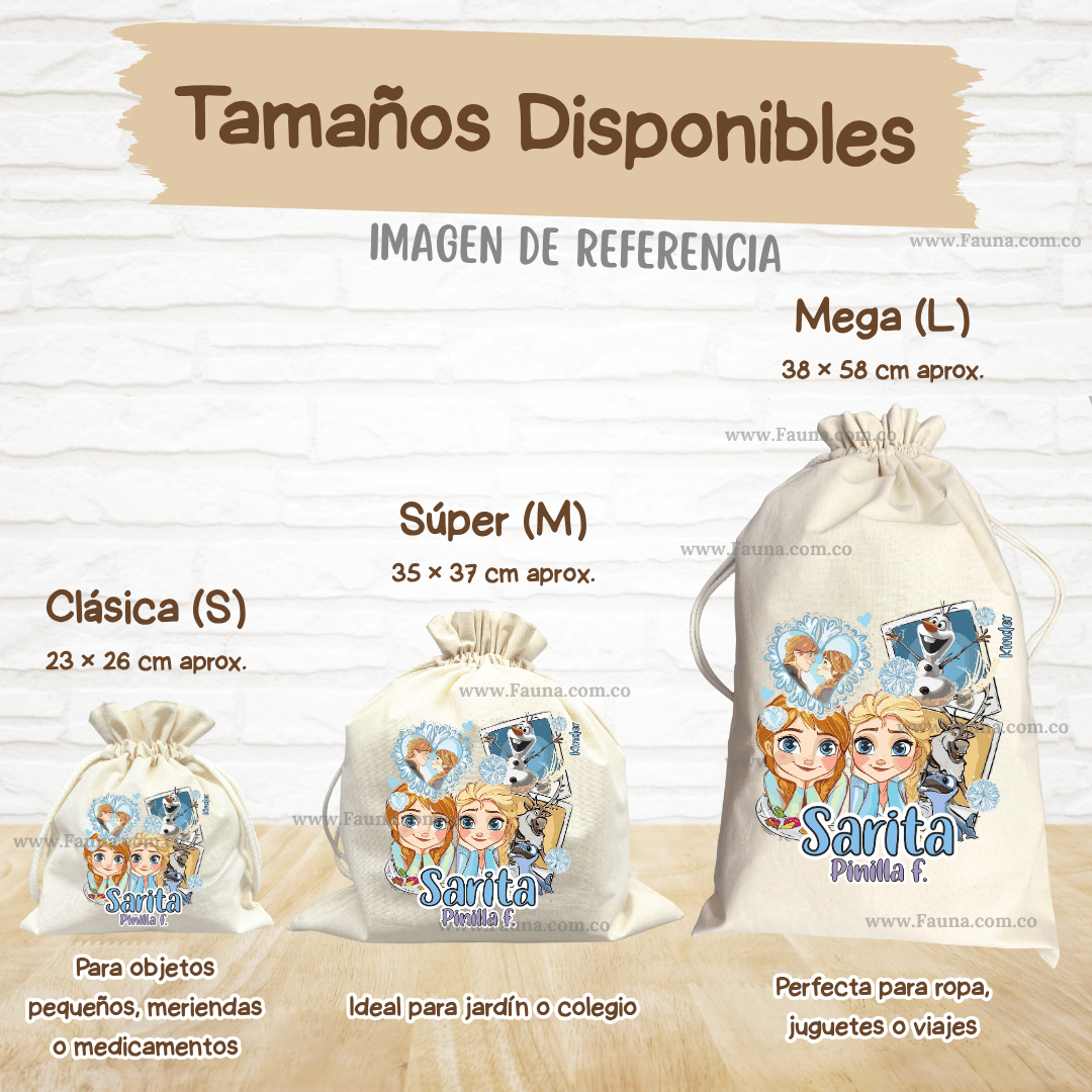 Frozen - Tula personalizada para niña – multiusos con nombre