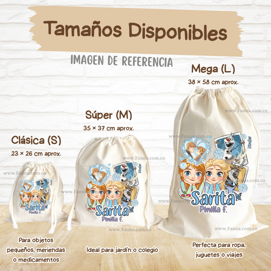 Frozen - Tula personalizada para niña – multiusos con nombre